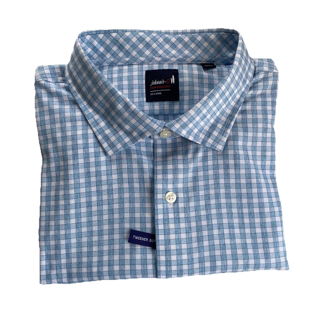Johnnie-O Performance‎ Button Up Shirt Men's XXL Blue Gingham Westwood